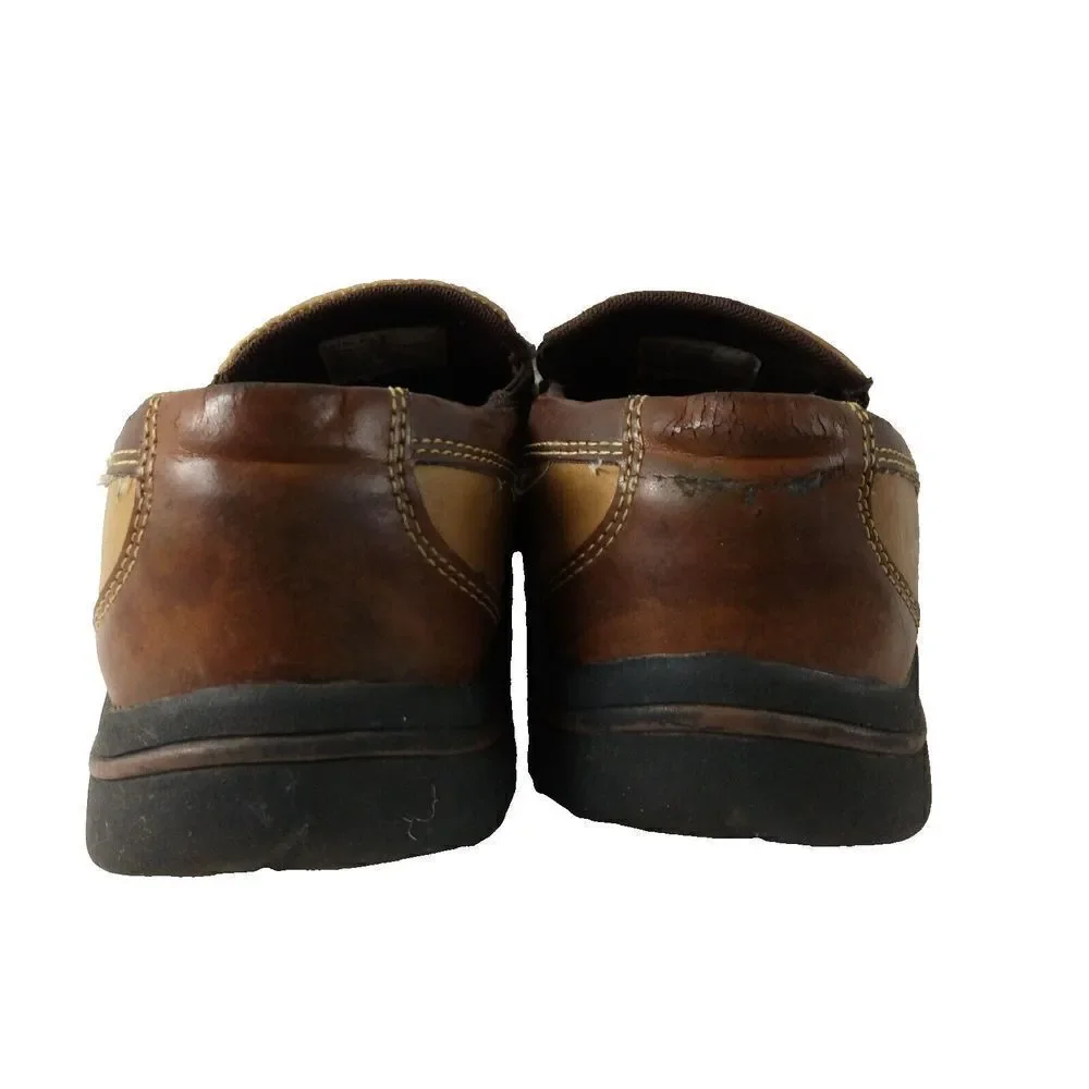 Croft & Barrow Two Tone Brown Leather Slip-On Casual Loafer Shoes Size 9.5M